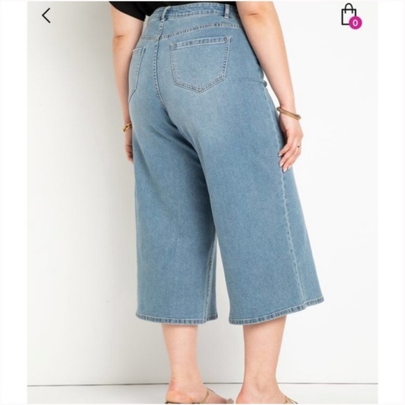 Eloquii Cropped Wide Leg Jeans Light Wash 14 C - Picture 2 of 9